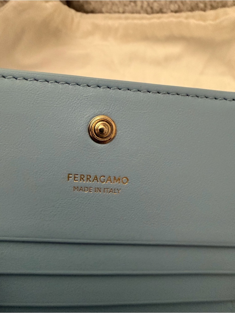 Salvatore Ferragamo Light Blue Leather Wallet with Gold Hardware - Picture 8 of 12